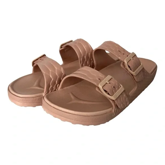 Skechers Luxe Foam Sandals Sliders Womens Size UK 8 Dusky Pink Buckle Fastening - Picture 9 of 12